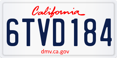 CA license plate 6TVD184