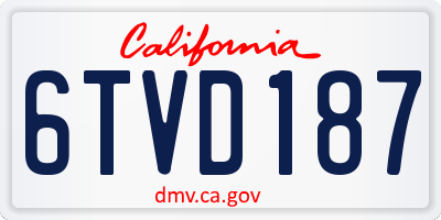 CA license plate 6TVD187