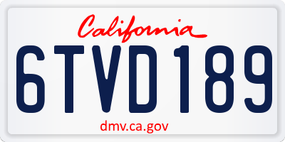 CA license plate 6TVD189