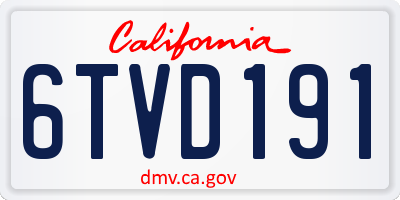 CA license plate 6TVD191