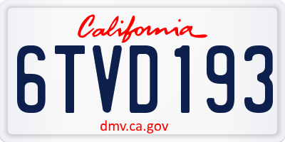 CA license plate 6TVD193