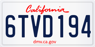 CA license plate 6TVD194