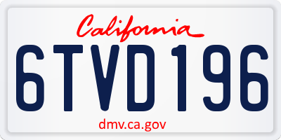 CA license plate 6TVD196