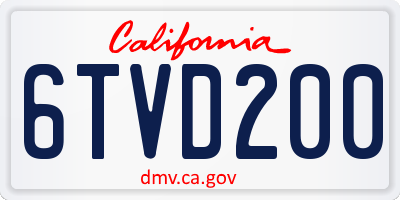 CA license plate 6TVD200