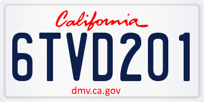 CA license plate 6TVD201