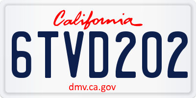 CA license plate 6TVD202