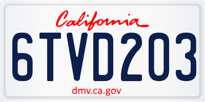 CA license plate 6TVD203