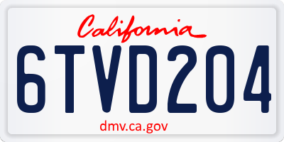 CA license plate 6TVD204