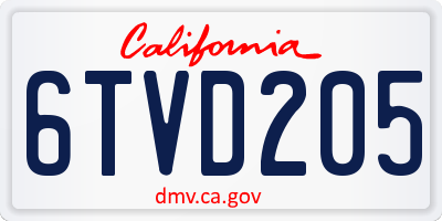 CA license plate 6TVD205