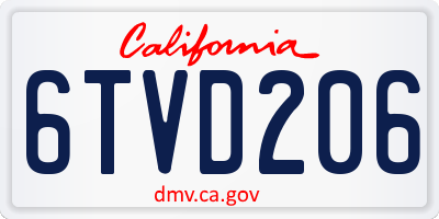 CA license plate 6TVD206