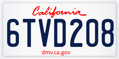 CA license plate 6TVD208