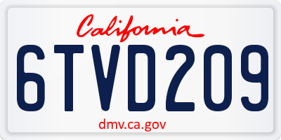 CA license plate 6TVD209