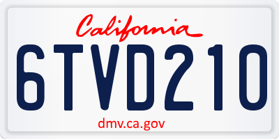 CA license plate 6TVD210