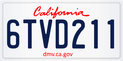 CA license plate 6TVD211