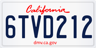 CA license plate 6TVD212