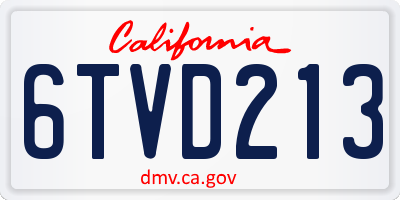 CA license plate 6TVD213