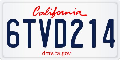 CA license plate 6TVD214