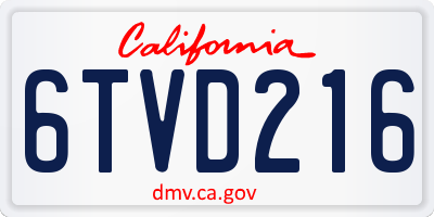 CA license plate 6TVD216