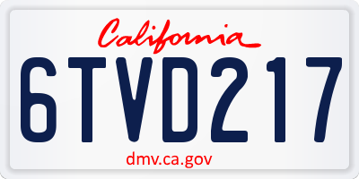 CA license plate 6TVD217