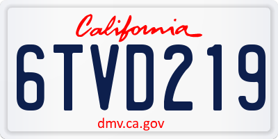 CA license plate 6TVD219