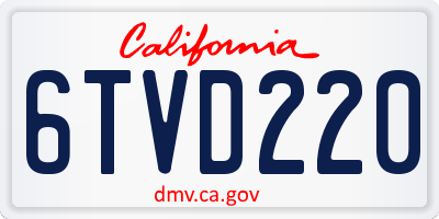 CA license plate 6TVD220