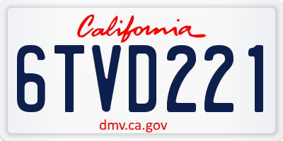 CA license plate 6TVD221