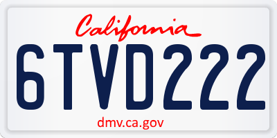 CA license plate 6TVD222