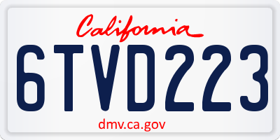 CA license plate 6TVD223