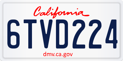 CA license plate 6TVD224