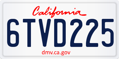 CA license plate 6TVD225