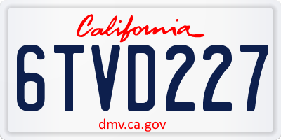 CA license plate 6TVD227