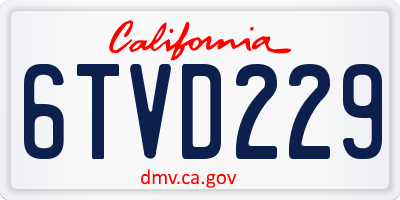 CA license plate 6TVD229