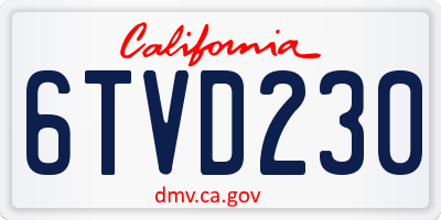 CA license plate 6TVD230