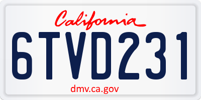 CA license plate 6TVD231