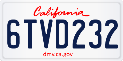 CA license plate 6TVD232