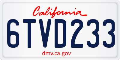 CA license plate 6TVD233