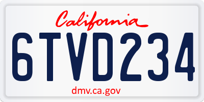 CA license plate 6TVD234