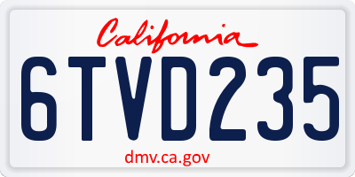 CA license plate 6TVD235