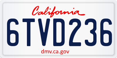 CA license plate 6TVD236