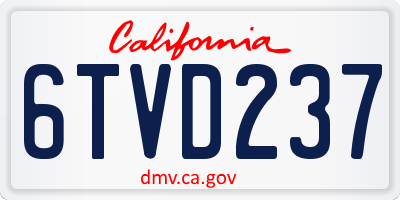 CA license plate 6TVD237