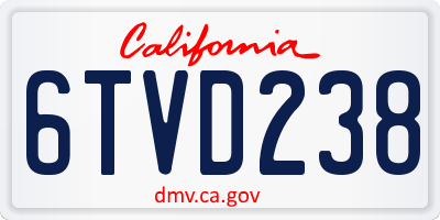 CA license plate 6TVD238