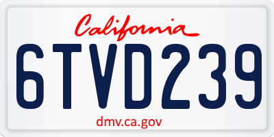 CA license plate 6TVD239