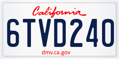 CA license plate 6TVD240