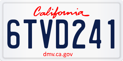 CA license plate 6TVD241