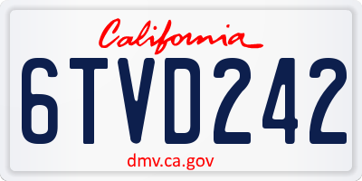 CA license plate 6TVD242