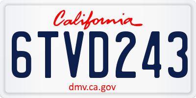 CA license plate 6TVD243