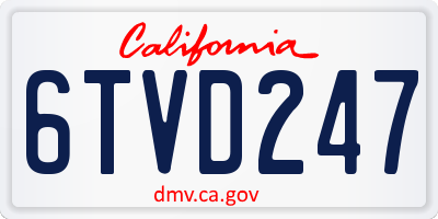 CA license plate 6TVD247