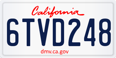 CA license plate 6TVD248