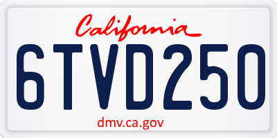 CA license plate 6TVD250