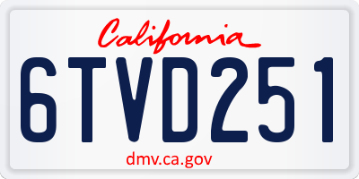 CA license plate 6TVD251